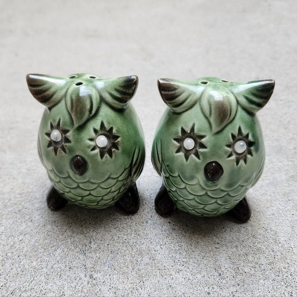 vintage Other - Vintage 1970s Green Googly Eye Owl Salt And Pepper Shakers